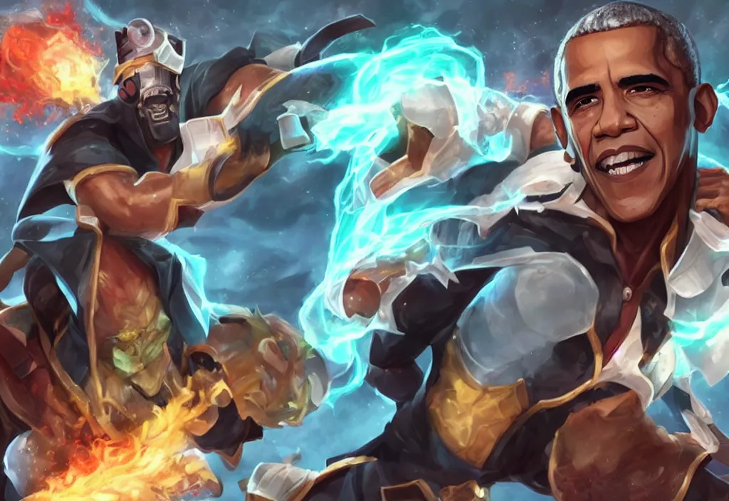 Prompt: a portrait of obama as a league of legends character - n 9