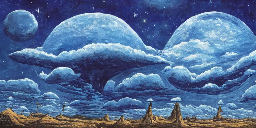 Prompt: Aliens Land Here, blue hues, masterpiece, landscape