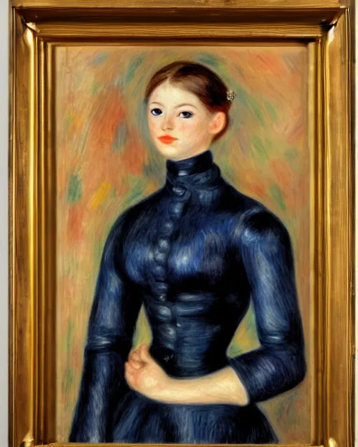 Image similar to portrait of young female robot, in the style of Pierre-Auguste Renoir