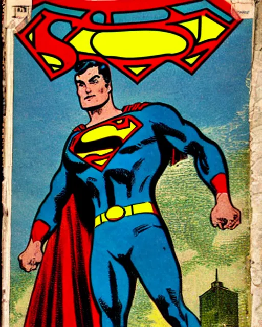 Image similar to a superman comic book cover from the 1 8 9 0 s
