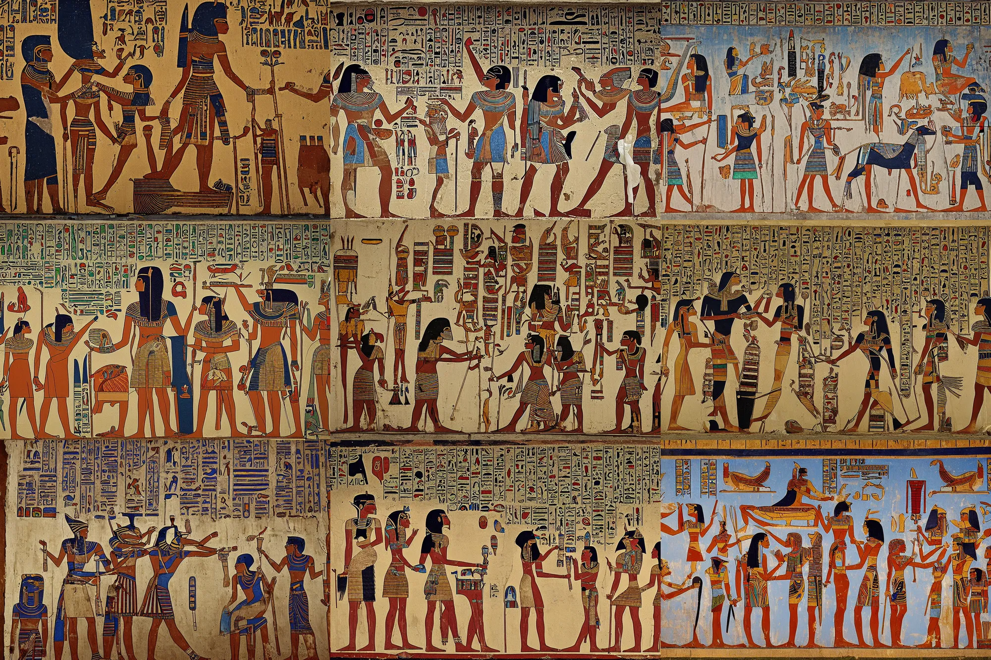 Prompt: an egyptian mural depicting a sacrifice