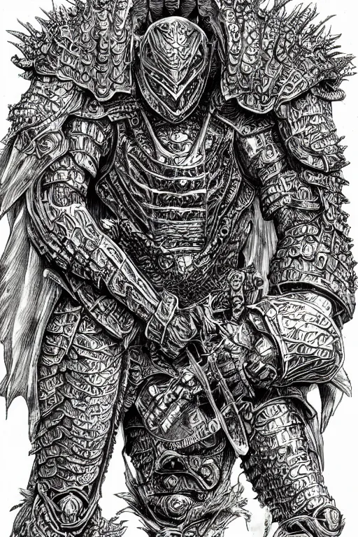 Prompt: humanoid amphibian warrior, wearing armour, swamp, symmetrical, highly detailed, digital art, sharp focus, trending on art station, kentaro miura manga art style