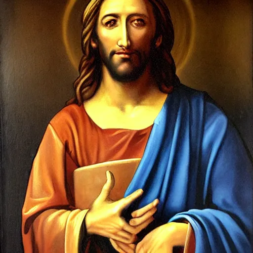 Image similar to painting of jesus christ holding a two balls