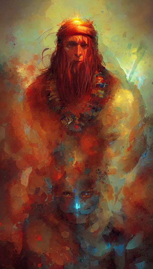 Image similar to portrait of a digital shaman, by marc simonetti