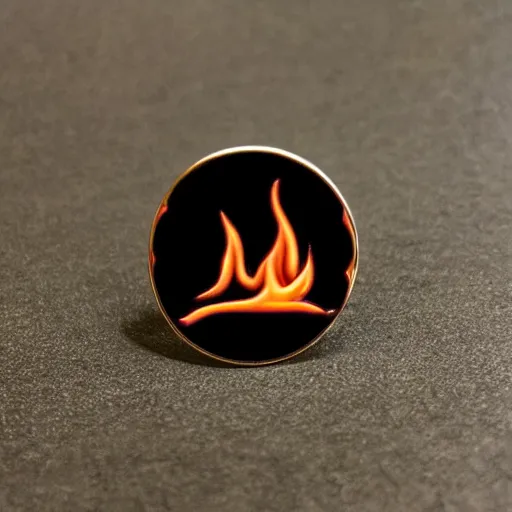 Image similar to minimalistic enamel pin of a cup on fire flame, retro design