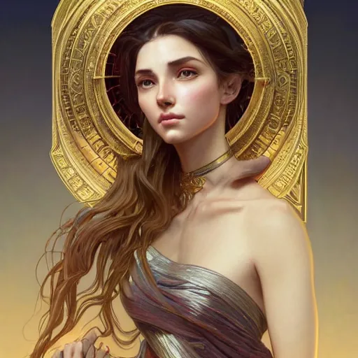 Image similar to perfectly - centered portrait of a goddess, beautiful, gorgeous, cute, amazing, highly detailed, professional digital painting, unreal engine 5, photorealism, hd quality, 8 k resolution, cinema 4 d, 3 d, cinematic, art by artgerm and greg rutkowski and alphonse mucha and loish and wlop