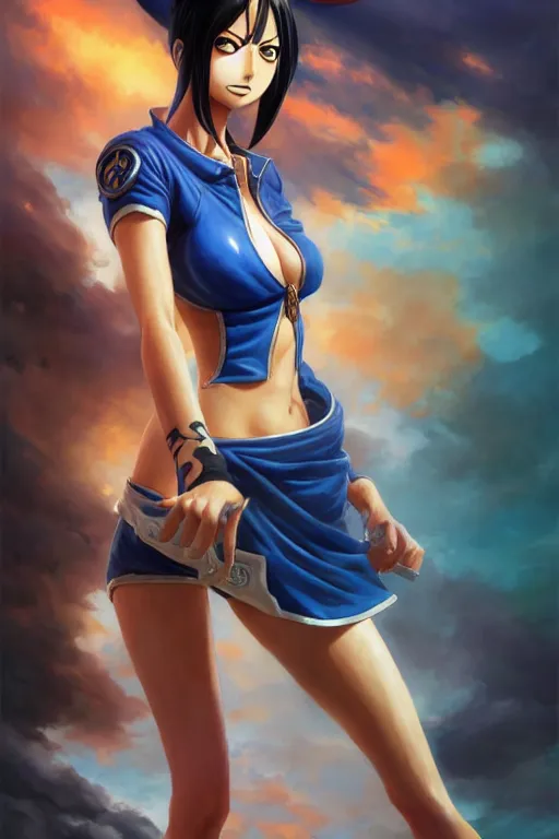 Image similar to Nico Robin in One Piece Anime,anatomy, only two hands, highly detailed, digital painting, artstation, concept art, smooth, sharp focus, illustration, Unreal Engine 5, 8K, art by art by artgerm and greg rutkowski and edgar maxence