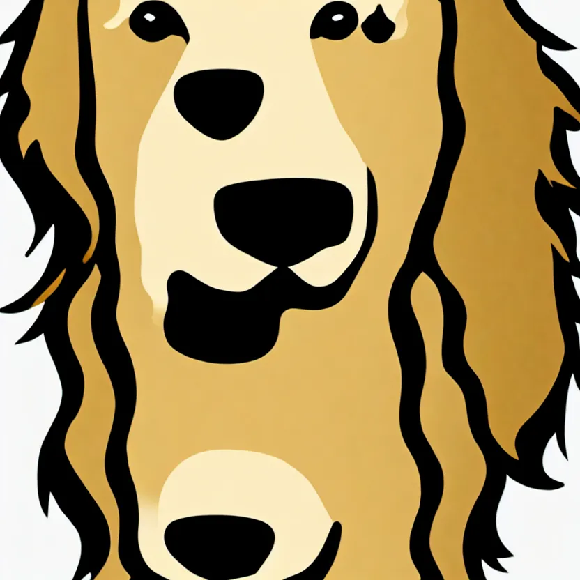 Image similar to golden retriever, white background, line cartoon, high detail, no cut off