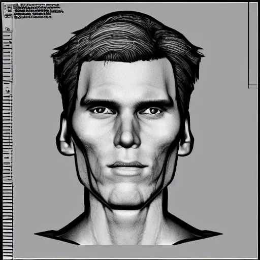 Prompt: jerma985 face schematics, blueprint detailed