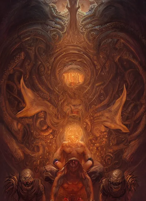 Image similar to digital _ painting _ of _ lovecraftian gods _ by _ filipe _ pagliuso _ and _ justin _ gerard _ symmetric _ fantasy _ highly _ detailed _ realistic _ intricate _ port