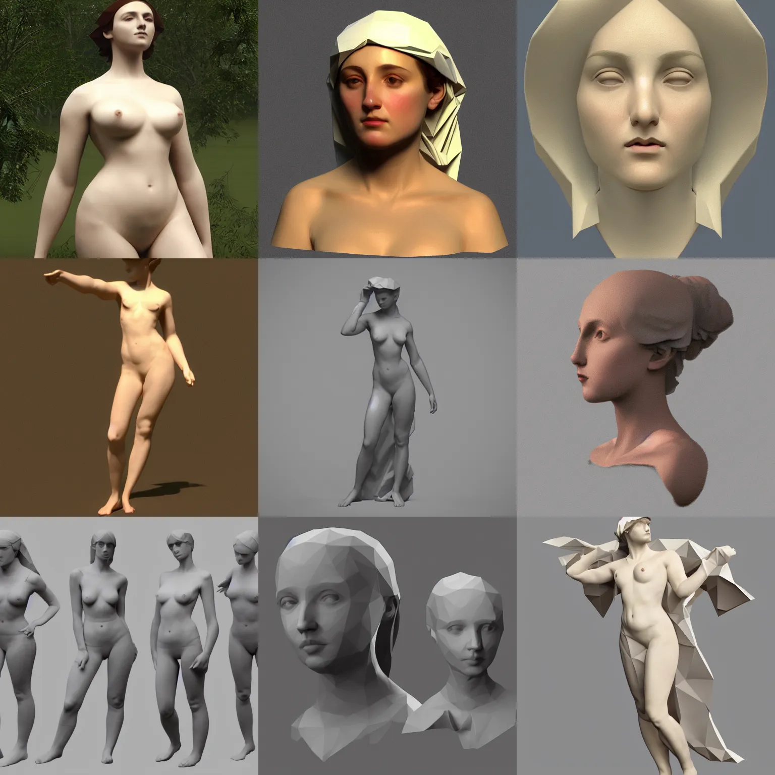 Prompt: low-poly 3d-model by Bouguereau