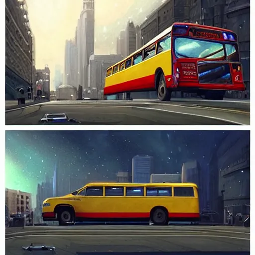 Prompt: realistic render portrait of an bus flying through space, money is flying out of the bus' windows, intricate, sci-fi, extremely detailed, digital painting, sculpted in zbrush, artstation, concept art, smooth, sharp focus, illustration, chiaroscuro lighting, golden ratio, incredible art by artgerm and greg rutkowski and alphonse mucha and simon stalenhag