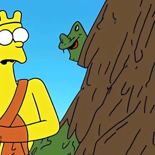 Prompt: in the year one million and a half, humankind is enslaved by giraffe. man must pay for all his misdeeds when the treetops are stripped of their leaves, matt groening art, still from futurama animated series
