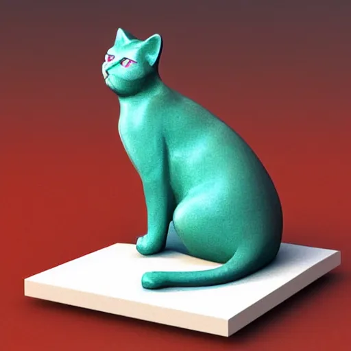 Image similar to colorful cat figurine in the style of kurt adler detailed 3 d rendered sculpture 4 k