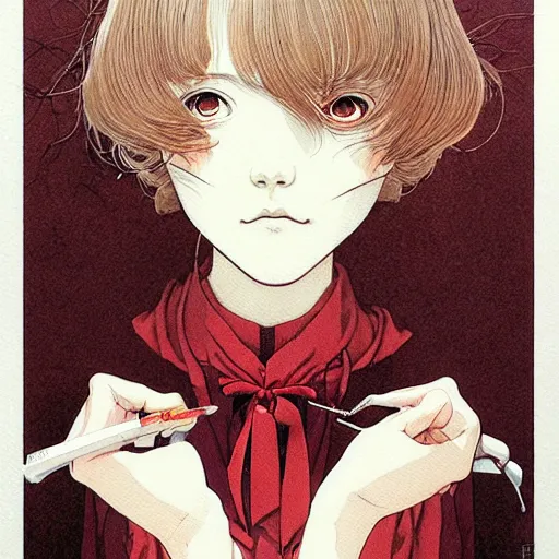 Image similar to prompt : mysterious portrait painted in miyazaki color style drawn by katsuhiro otomo and takato yamamoto, inspired by fables, china doll face, smooth face feature, intricate oil painting, high detail, sharp high detail, manga and anime 2 0 0 0