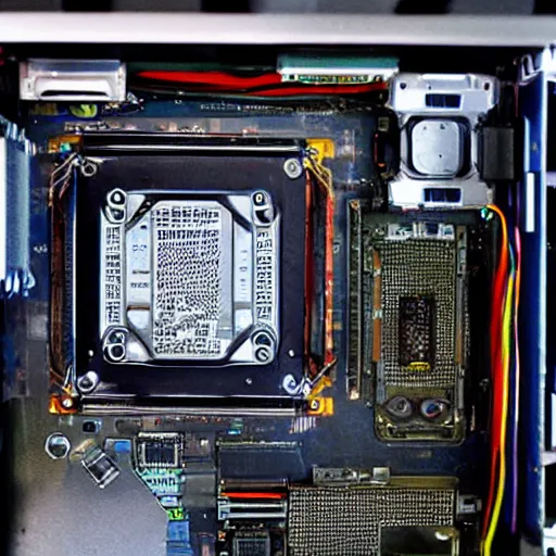 Image similar to the inside of a computer being powered by tiny gnomes