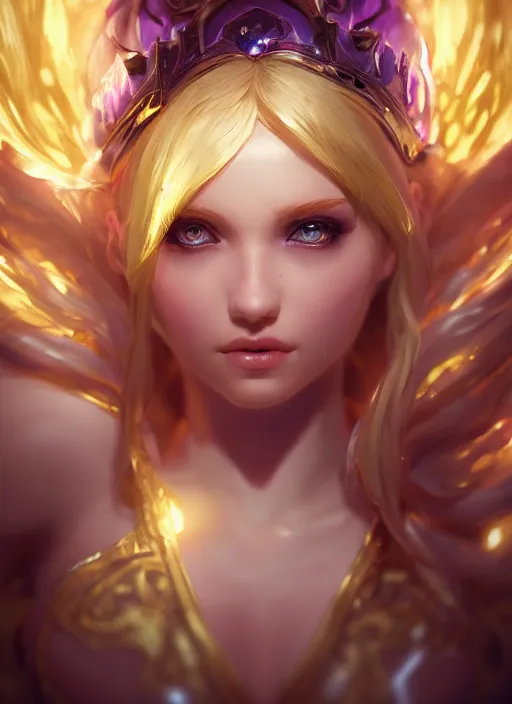 Image similar to lux, from league of legends, au naturel, hyper detailed, digital art, trending in artstation, cinematic lighting, studio quality, smooth render, unreal engine 5 rendered, octane rendered, art style by klimt and nixeu and ian sprigger and wlop and krenz cushart