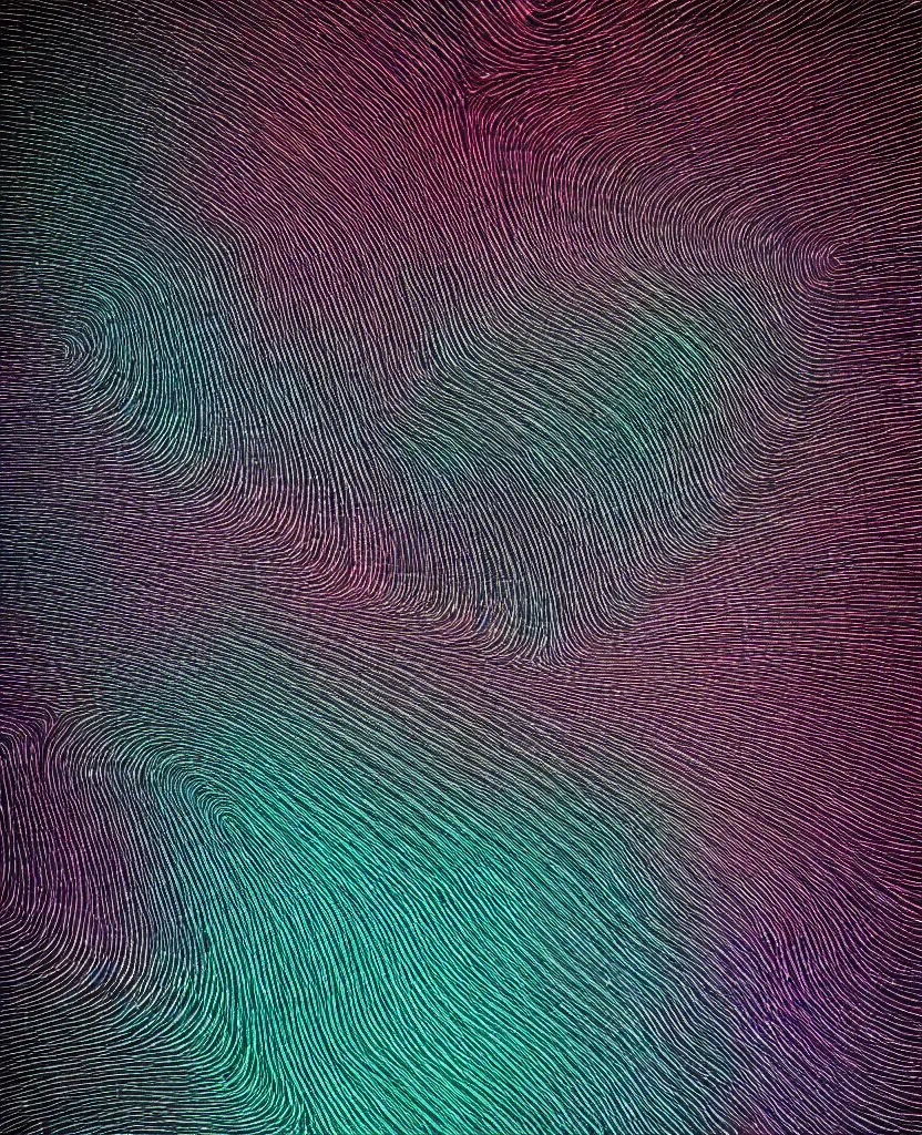 Image similar to stacked plot of radio emissions from a pulsar, abstracted light refractions and stripy interference, making up a fluffy cat, isolated on black, highly detailed high resolution, silk screen t-shirt design in the style of FELIPE PANTONE 4K