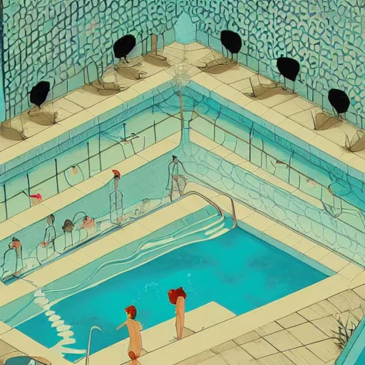 Image similar to illustration the swimming pool by malika favre