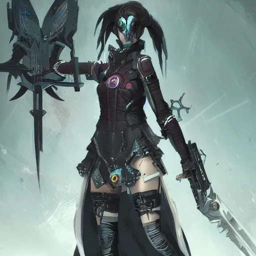 Image similar to cybergoth templar girl, digital artwork by greg rutkowski and hiroriko araki