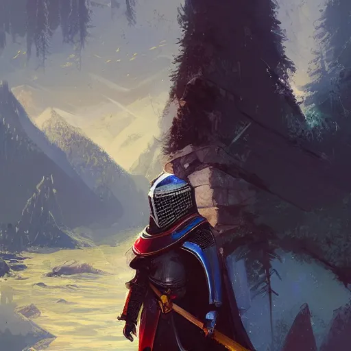 Prompt: a portrait of a knight in a scenic environment by alena aenami, by bayard wu, digital painting, digital art, trending on artstation