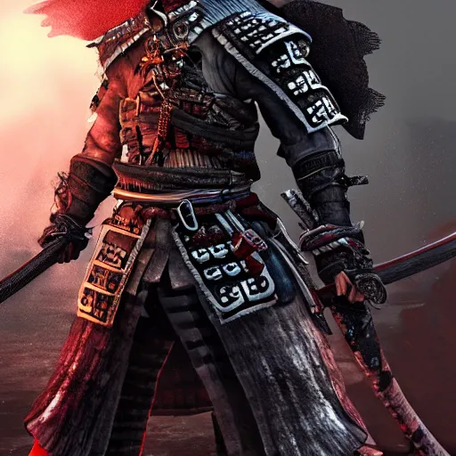 Image similar to Male Samurai Pirate, hd, intricate, bloodborne, 8k, digital art