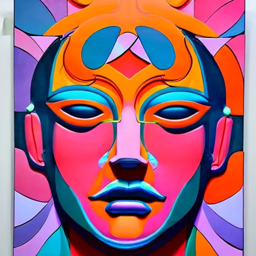 Image similar to modern sculpture pinael gland visionary art color and shapes by tristan eaton and james jean