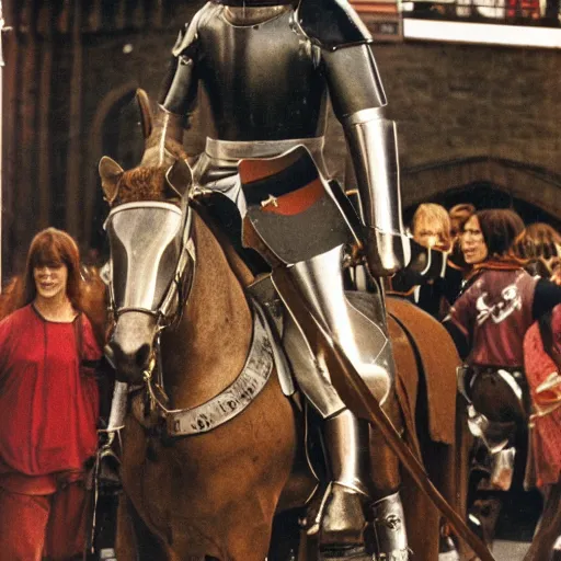 Image similar to Medieval knight in 1979 New York