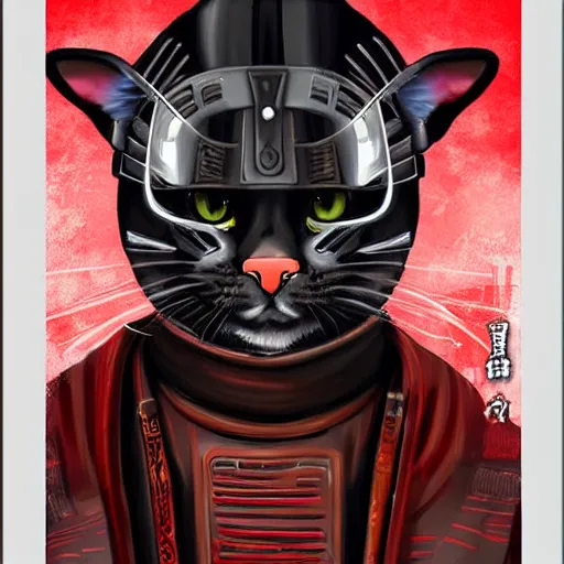 Image similar to Renovatio portrait cat samurai cyberpunk, high detail, high modernization, ultra mega super hyper realistic