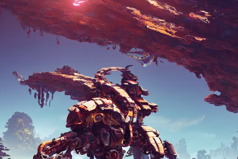 Image similar to shell - walker machine mecanical creature robot of horizon forbidden west horizon zero dawn bioluminiscence global illumination ray tracing hdr fanart arstation by ian pesty and alena aenami artworks in 4 k