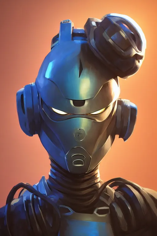 Image similar to epic mask helmet robot ninja portrait stylized as fornite style game design fanart by concept artist gervasio canda, behance hd by jesper ejsing, by rhads, makoto shinkai and lois van baarle, ilya kuvshinov, rossdraws global illumination radiating a glowing aura global illumination ray tracing hdr render in unreal engine 5