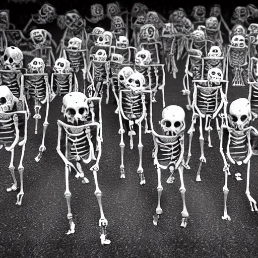 Image similar to an army of skeletons running towards the camera