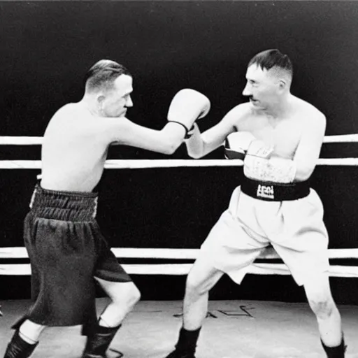 Prompt: Hitler fighting Stalin in a boxing ring