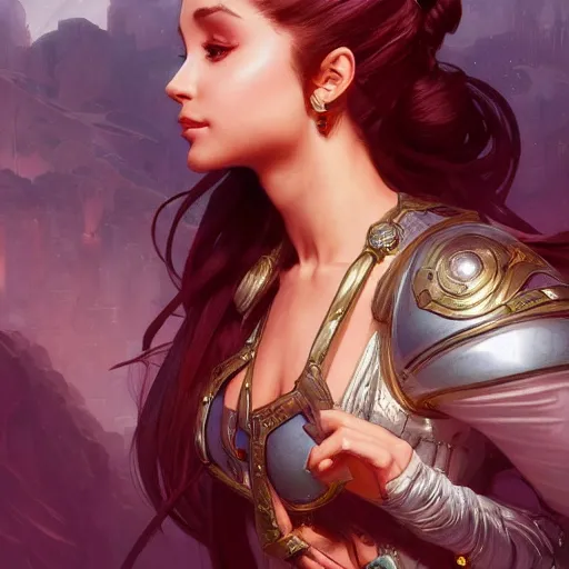 Image similar to Ariana Grande , D&D, fantasy, intricate, cinematic lighting, highly detailed, digital painting, artstation, concept art, smooth, sharp focus, illustration, art by Artgerm and Greg Rutkowski and Alphonse Mucha