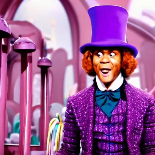 Prompt: Samual Jackson as Willy Wonka, 4k, cinematic