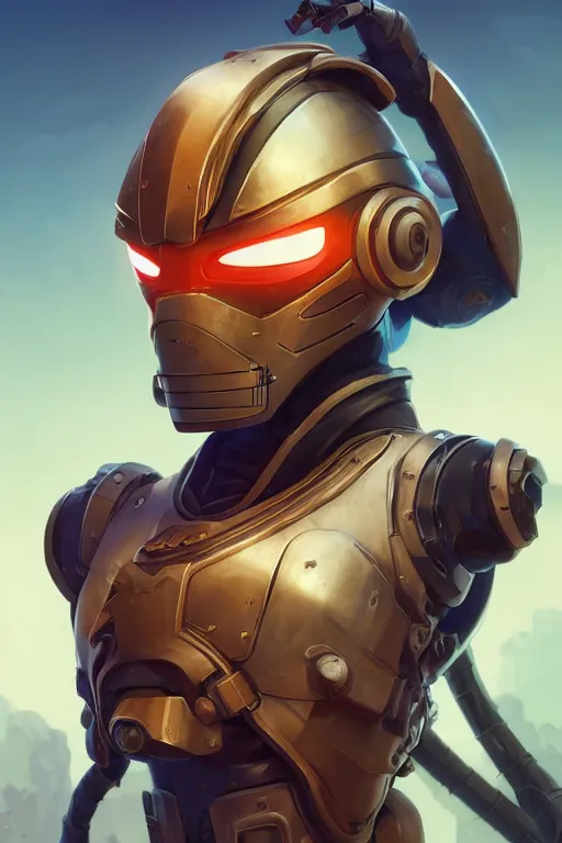 Image similar to epic mask helmet robot ninja portrait stylized as fornite style game design fanart by concept artist gervasio canda, behance hd by jesper ejsing, by rhads, makoto shinkai and lois van baarle, ilya kuvshinov, rossdraws global illumination radiating a glowing aura global illumination ray tracing hdr render in unreal engine 5