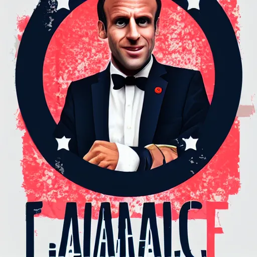 Image similar to emmanuel macron as a rapper gangster, digital art, 8 k, 3 d