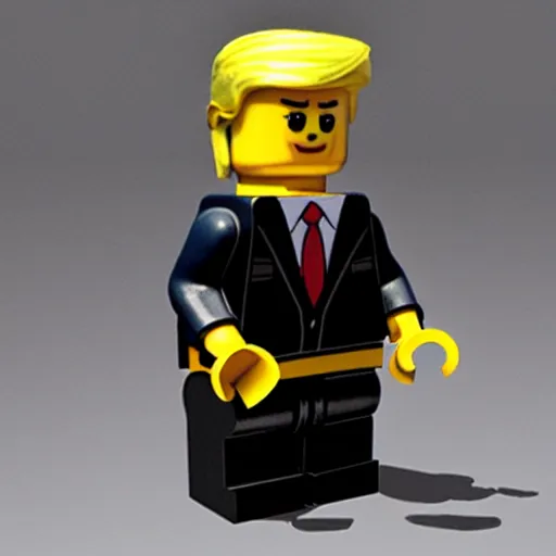 Image similar to Trump as a lego character, photorealism, Volumetric lightening