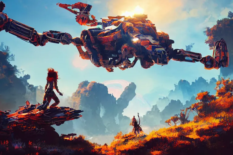 Image similar to sunwing machine mecanical creature robot of horizon forbidden west horizon zero dawn bioluminiscence global illumination ray tracing hdr fanart arstation by ian pesty and alena aenami artworks in 4 k