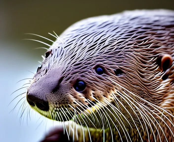 Prompt: close up of an otter, macro lens