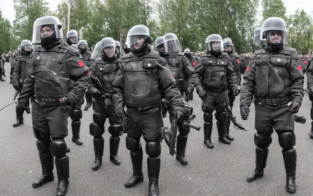 Prompt: happiness of a belarusian riot police 2 0 2 0