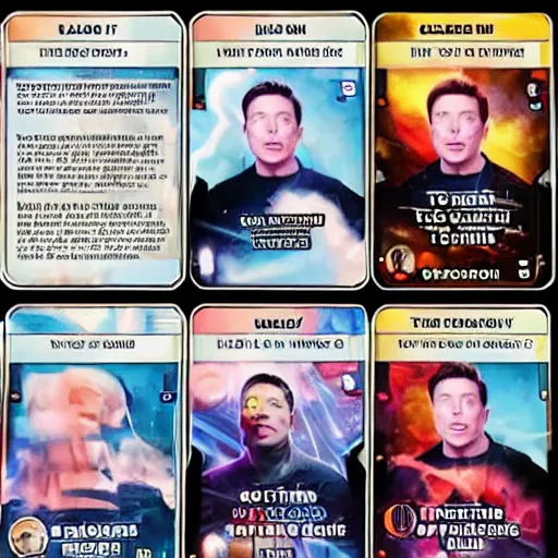 Image similar to elon musk, the trading card game