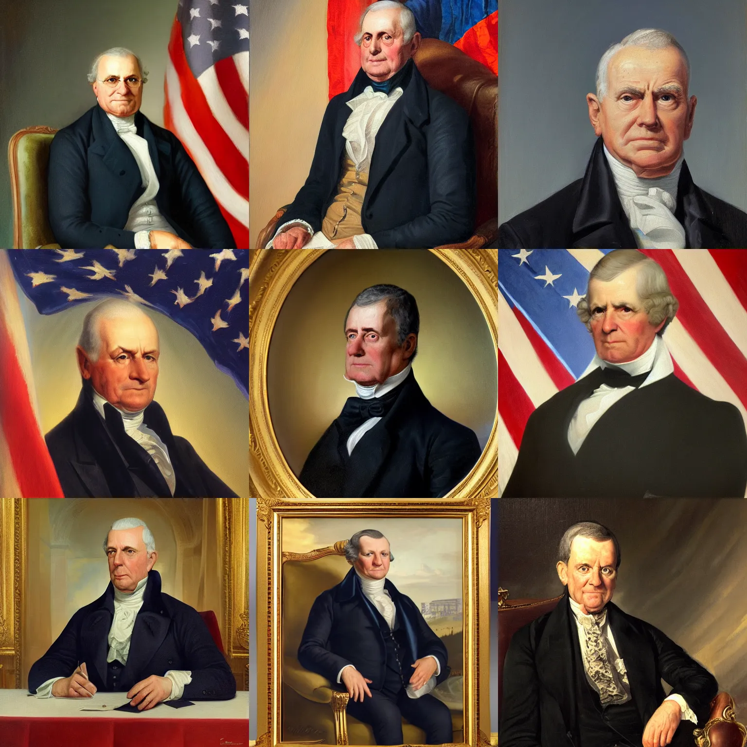 Prompt: Official Portrait of United States President Herman Bitterson, 1804, oil on canvas painting by Marcello Bacciarelli, trending on artstation, high octane render