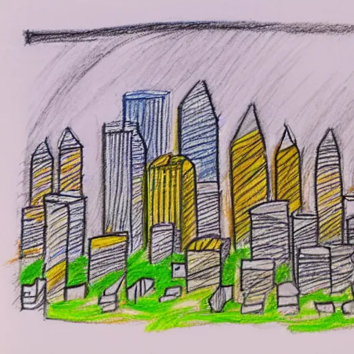 Prompt: crayon drawing of new you city