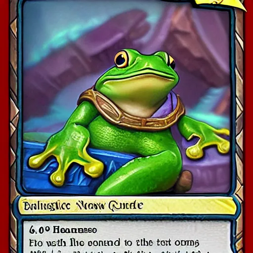 Prompt: hearthstone card of a frog