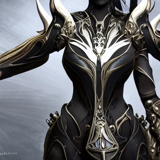 Prompt: highly detailed exquisite fanart, of a beautiful female warframe, but as an anthropomorphic robot dragon, matte black metal armor with white accents, close-up shot, a katana-like sword resting on her hip, epic cinematic shot, sharp claws for hands, professional digital art, high end digital art, singular, realistic, captura, DeviantArt, artstation, Furaffinity, 8k HD render