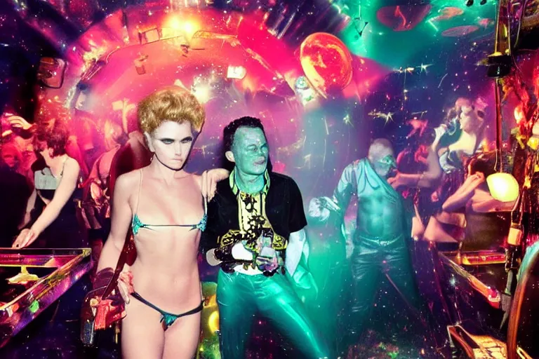 Image similar to an astronauit in a nightclub by david lachapelle