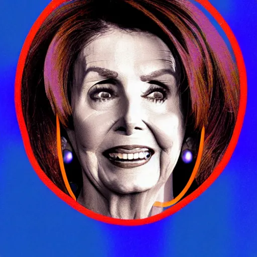 Prompt: Nancy Pelosi analog glitch art centered portrait