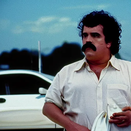 Image similar to pablo escobar as a metaverse drug dealer. cinestill - w 7 6 8