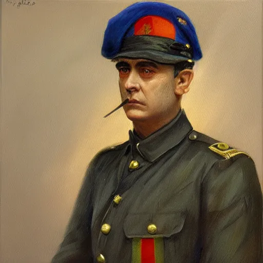 Image similar to “Oil painting of Vinicius de Moraes as a World War 1 general, 4k”